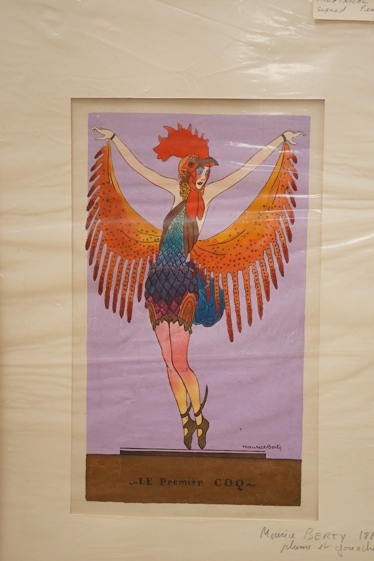 Jean Marie Pierre Henri de Lambertye (aka Maurice Berty) (1884-1946), Two costume designs, each signed lower right, pair of gouaches, mounted, unframed, 28 x 17cm